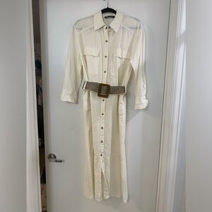 Zara Cream Midi Dress with Belt